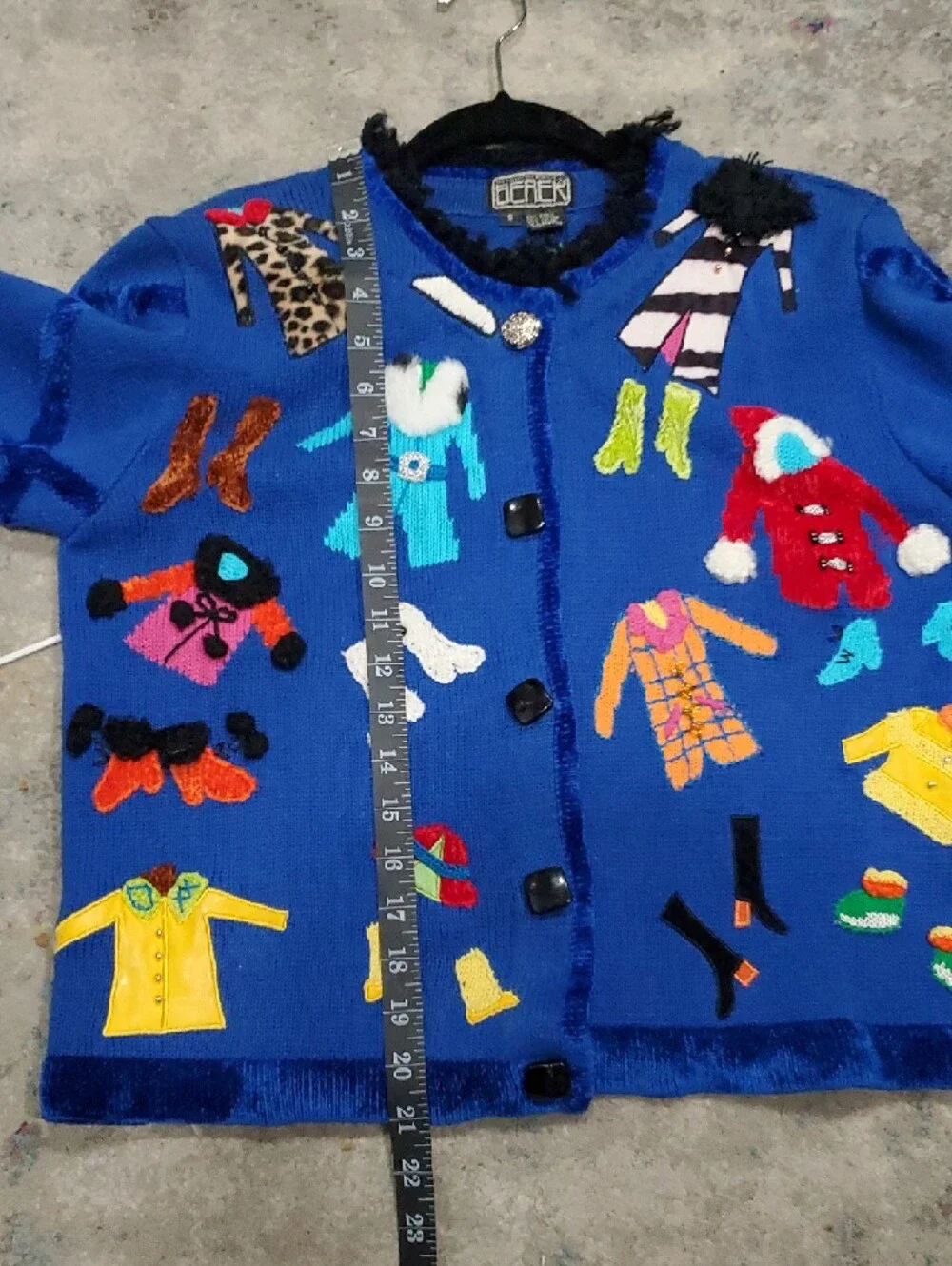 Berek Vintage Bright Blue Novelty Cardigan with Winter Outfits Size S
